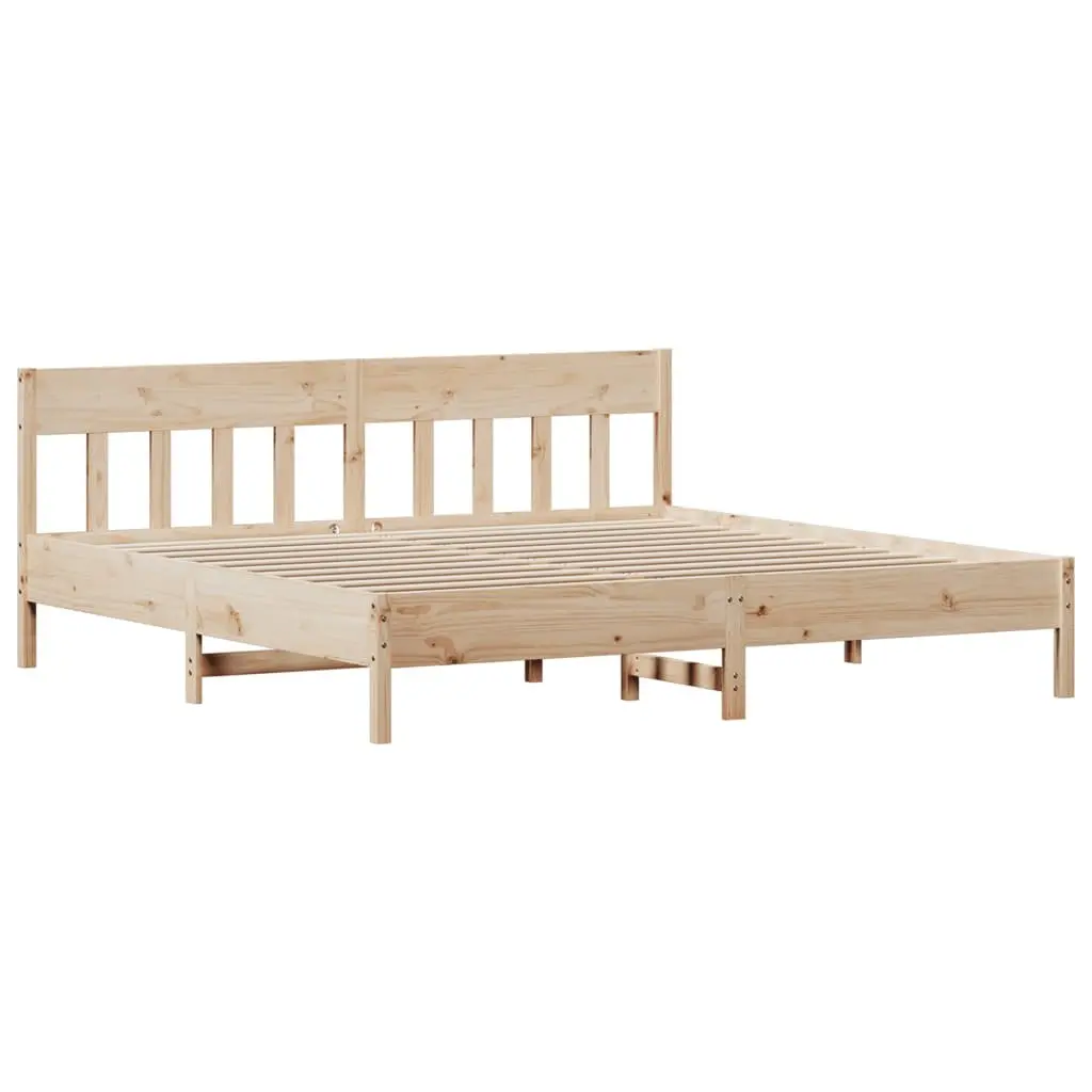Solid Pine Bed Frame with Headboard Storage 180x200 cm