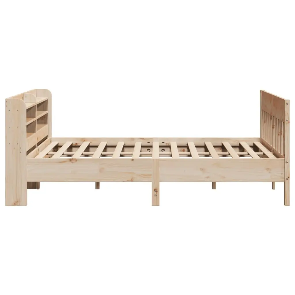 Solid Pine Bed Frame with Headboard Storage 180x200 cm