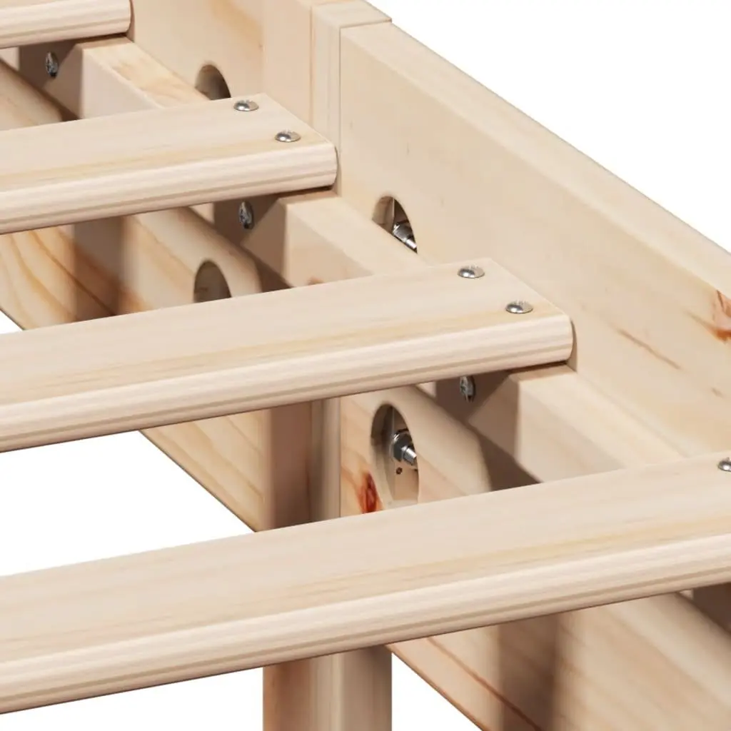 Solid Pine Bed Frame with Headboard Storage 180x200 cm