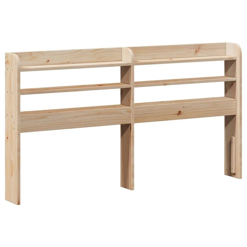 Solid Pine Bed Frame with Storage Shelves 135x190 cm