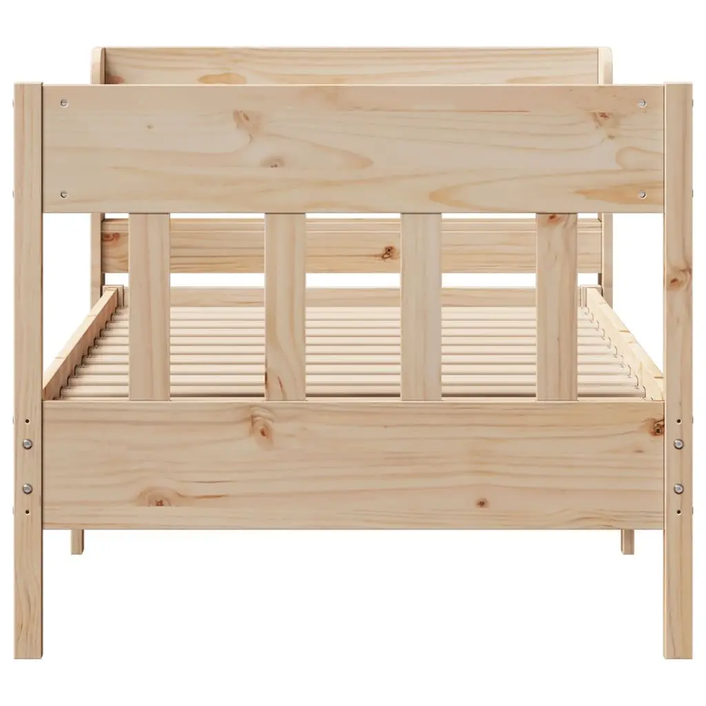 Solid Wood Pine Bed Frame 90x190 cm with Headboard Storage Shelves Slatted Base