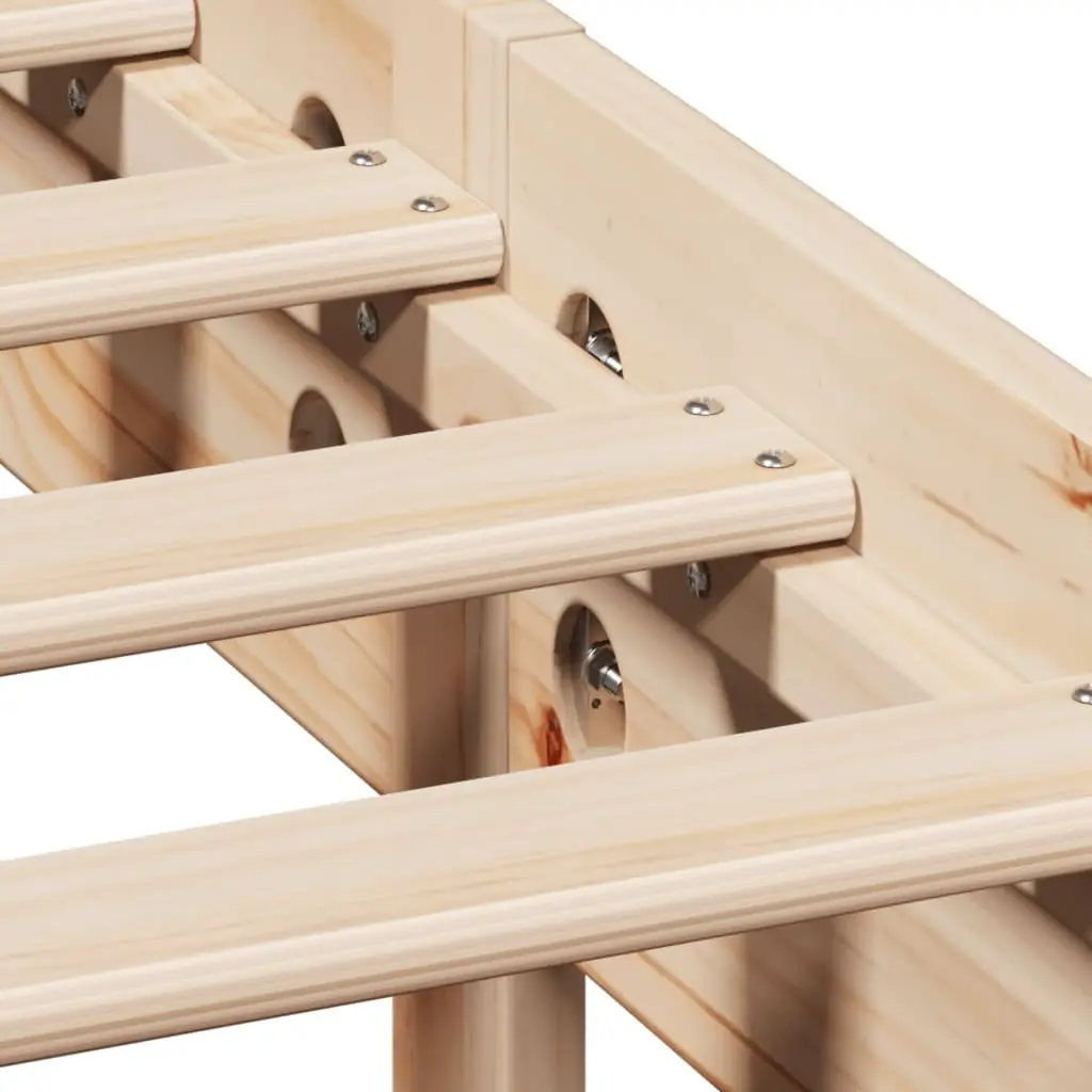 Solid Wood Pine Bed Frame 90x190 cm with Headboard Storage Shelves Slatted Base