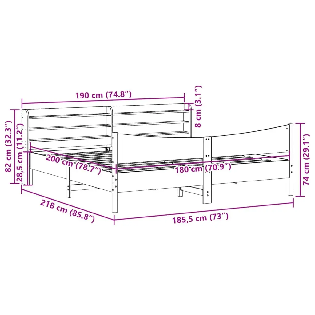 Bed Frame with Storage Headboard 180x200cm