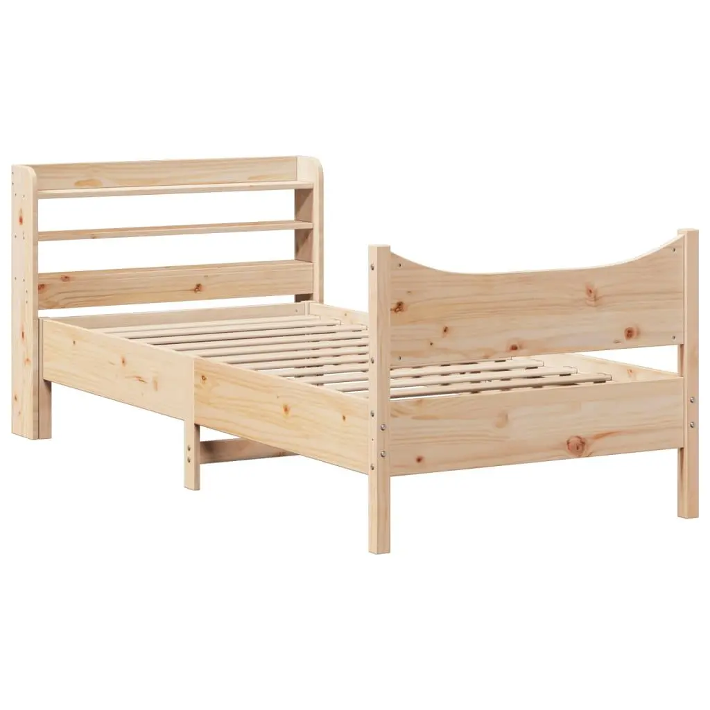 Bed Frame 90x200 cm with Headboard Shelves