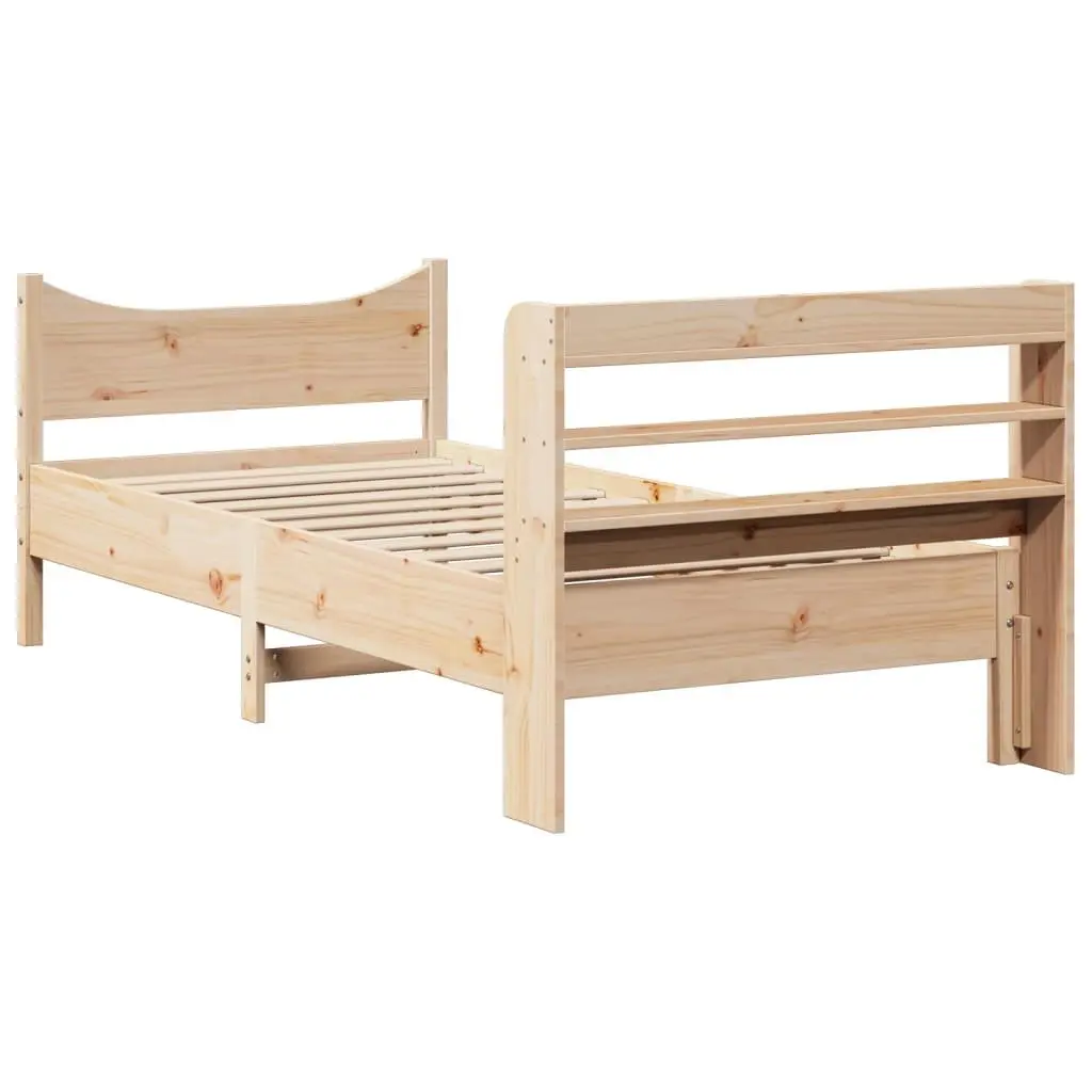 Bed Frame 90x200 cm with Headboard Shelves
