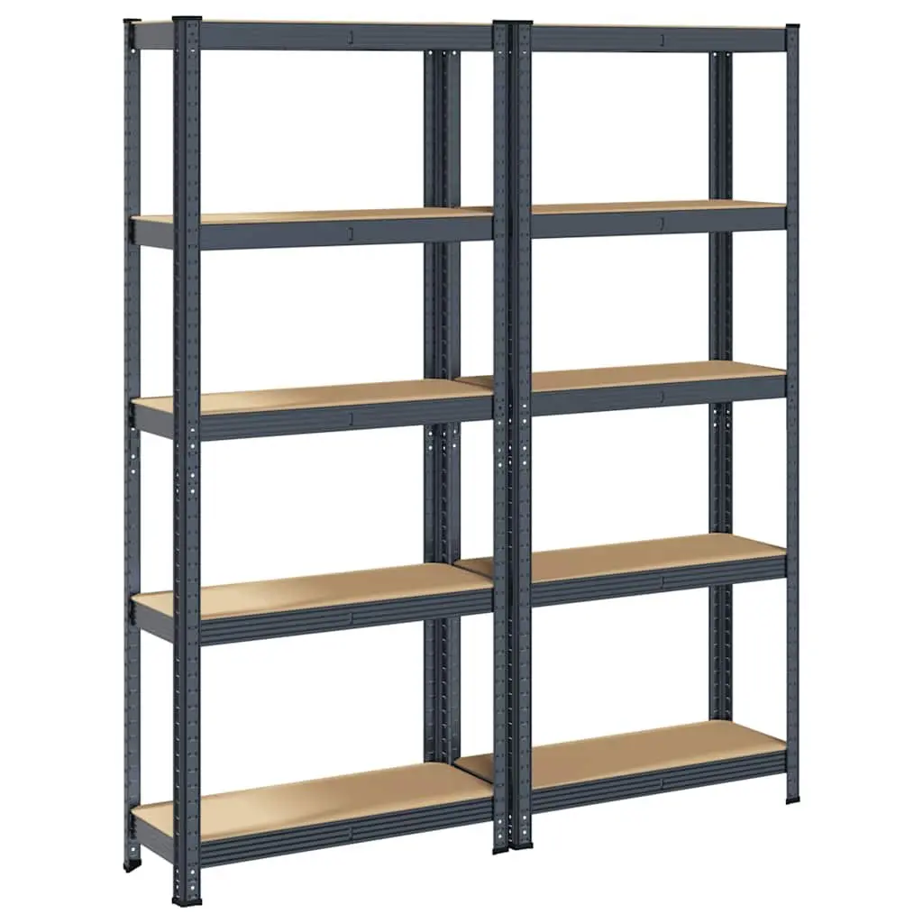 Industrial Storage Shelves Heavy Duty 5 Tier Height Adjustable Anthracite Steel Frame Engineered Wood 75x30x150cm