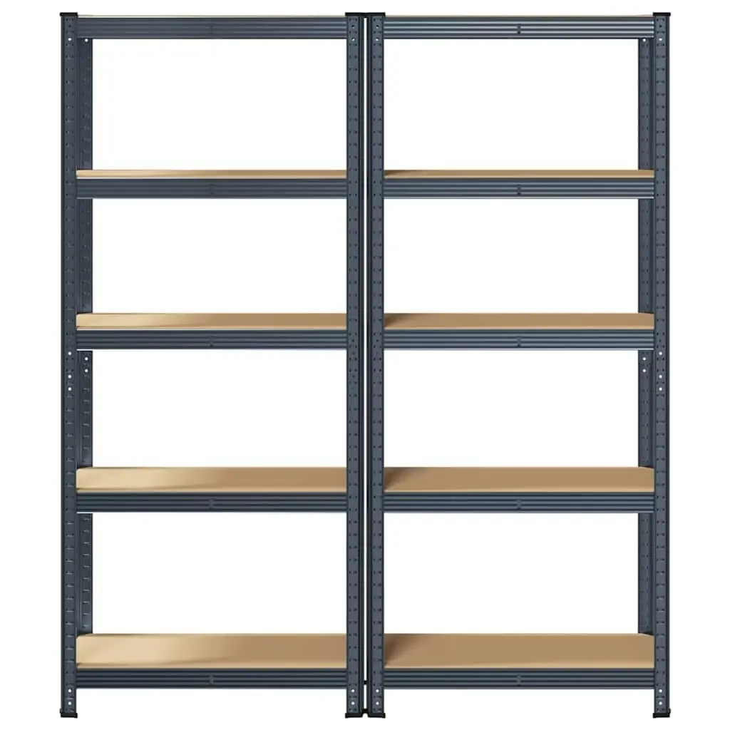 Industrial Storage Shelves Heavy Duty 5 Tier Height Adjustable Anthracite Steel Frame Engineered Wood 75x30x150cm