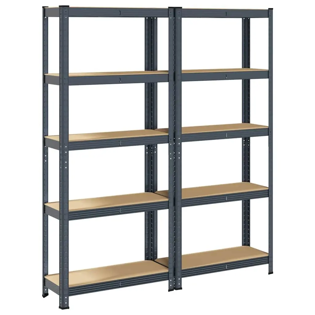 Industrial Storage Shelves Heavy Duty 5 Tier Height Adjustable Anthracite Steel Frame Engineered Wood 75x30x150cm