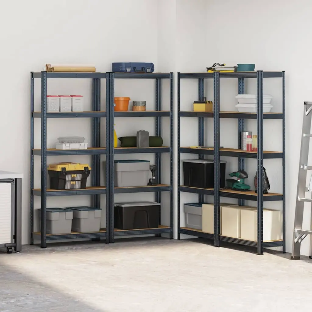 5-Layer Storage Shelves Steel Frame Engineered Wood Anthracite 4 Piece