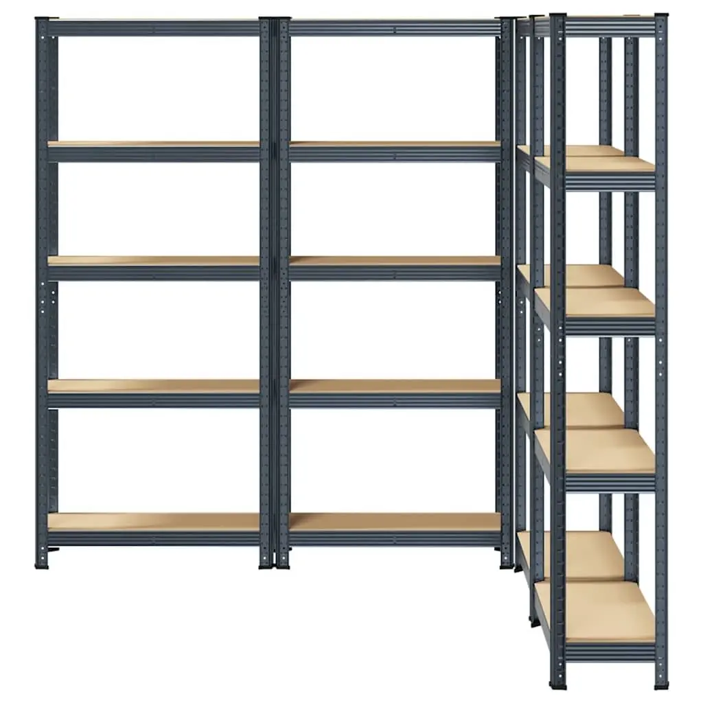 5-Layer Storage Shelves Steel Frame Engineered Wood Anthracite 4 Piece