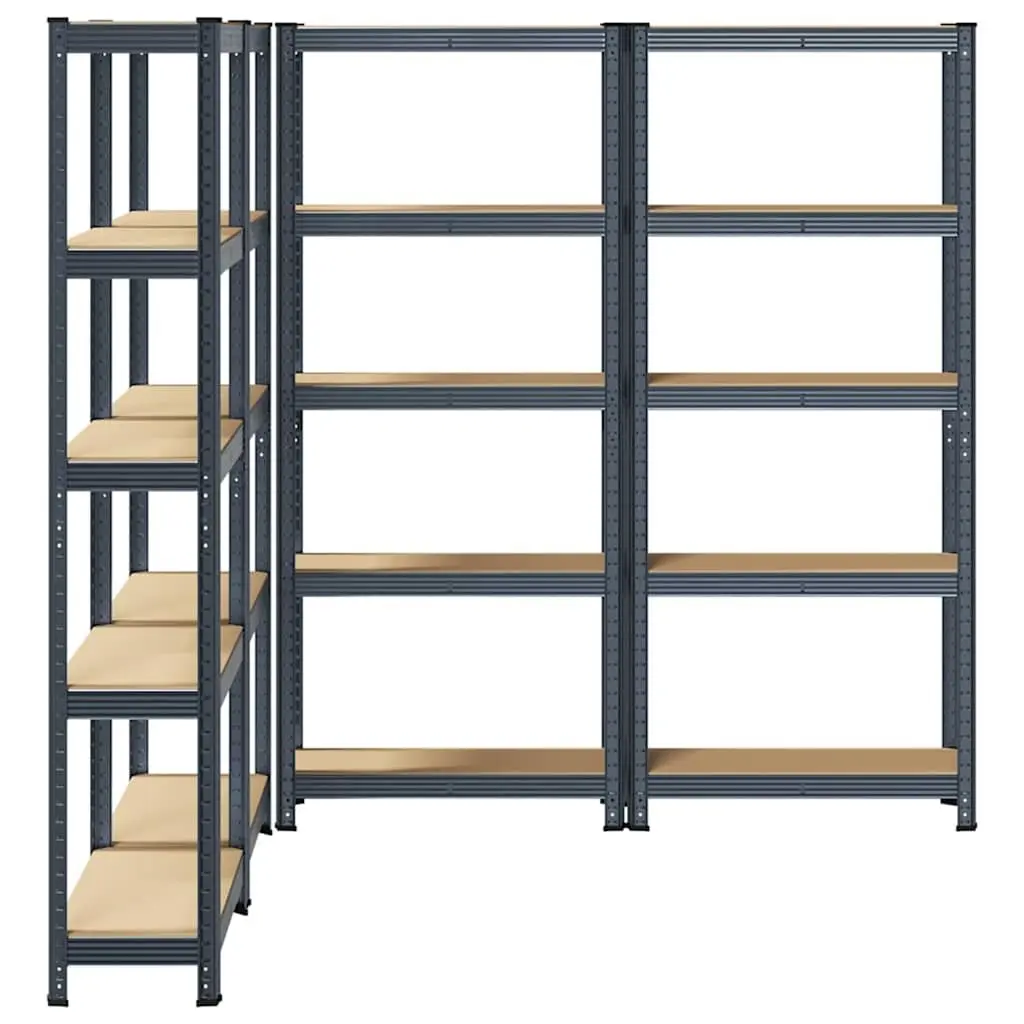 5-Layer Storage Shelves Steel Frame Engineered Wood Anthracite 4 Piece