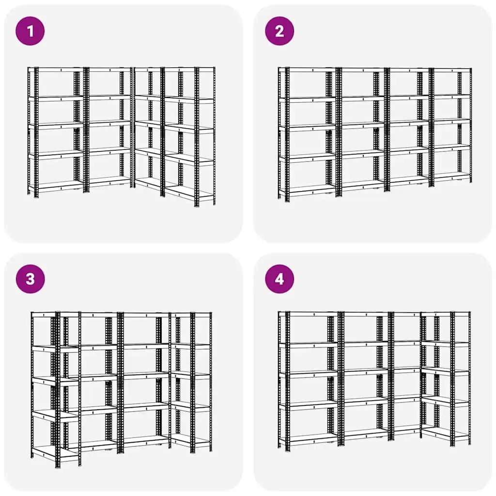 5-Layer Storage Shelves Steel Frame Engineered Wood Anthracite 4 Piece