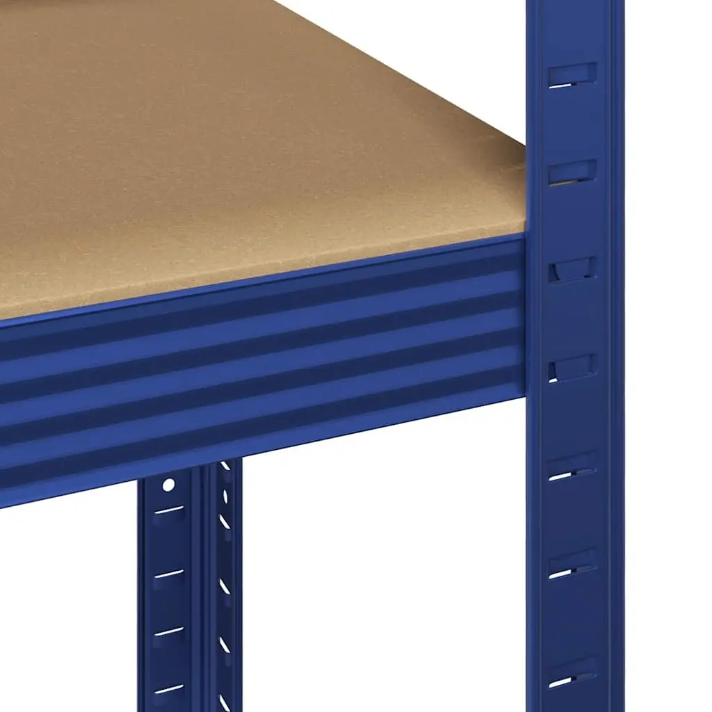 Industrial Storage Shelves 5 Layer Heavy Duty Blue Steel Engineered Wood 4 Piece Set
