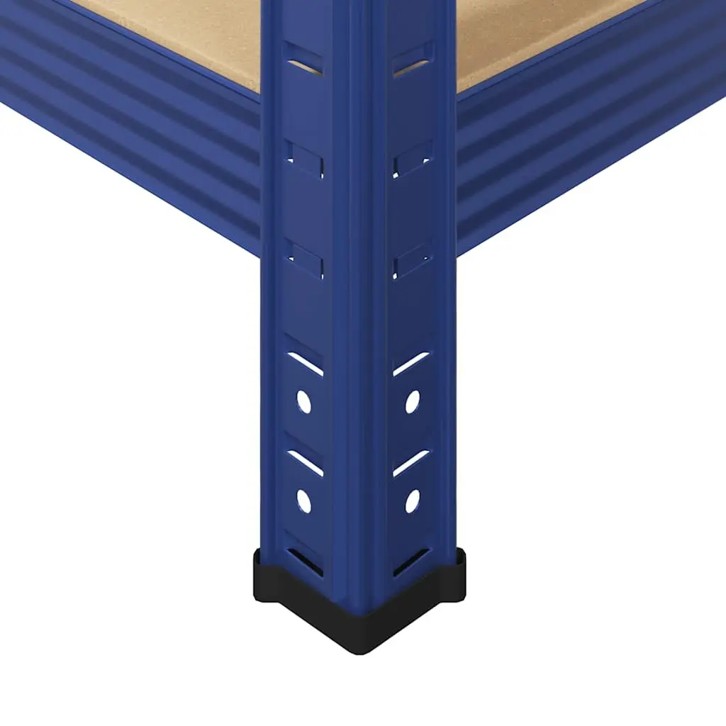 Industrial Storage Shelves 5 Layer Heavy Duty Blue Steel Engineered Wood 4 Piece Set