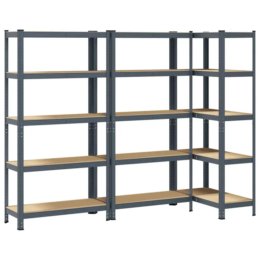5-Layer Industrial Storage Shelves Steel Frame Engineered Wood Anthracite