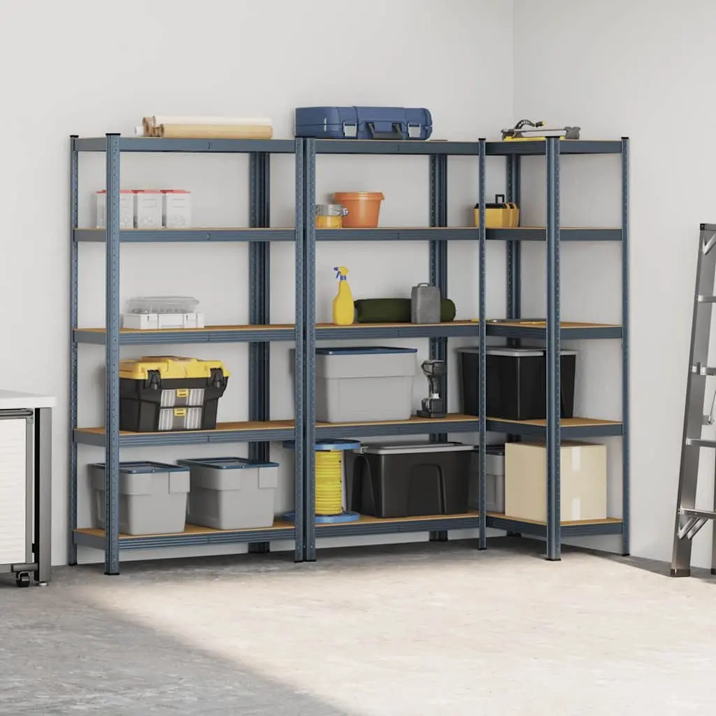 5-Layer Industrial Storage Shelves Steel Frame Engineered Wood Anthracite