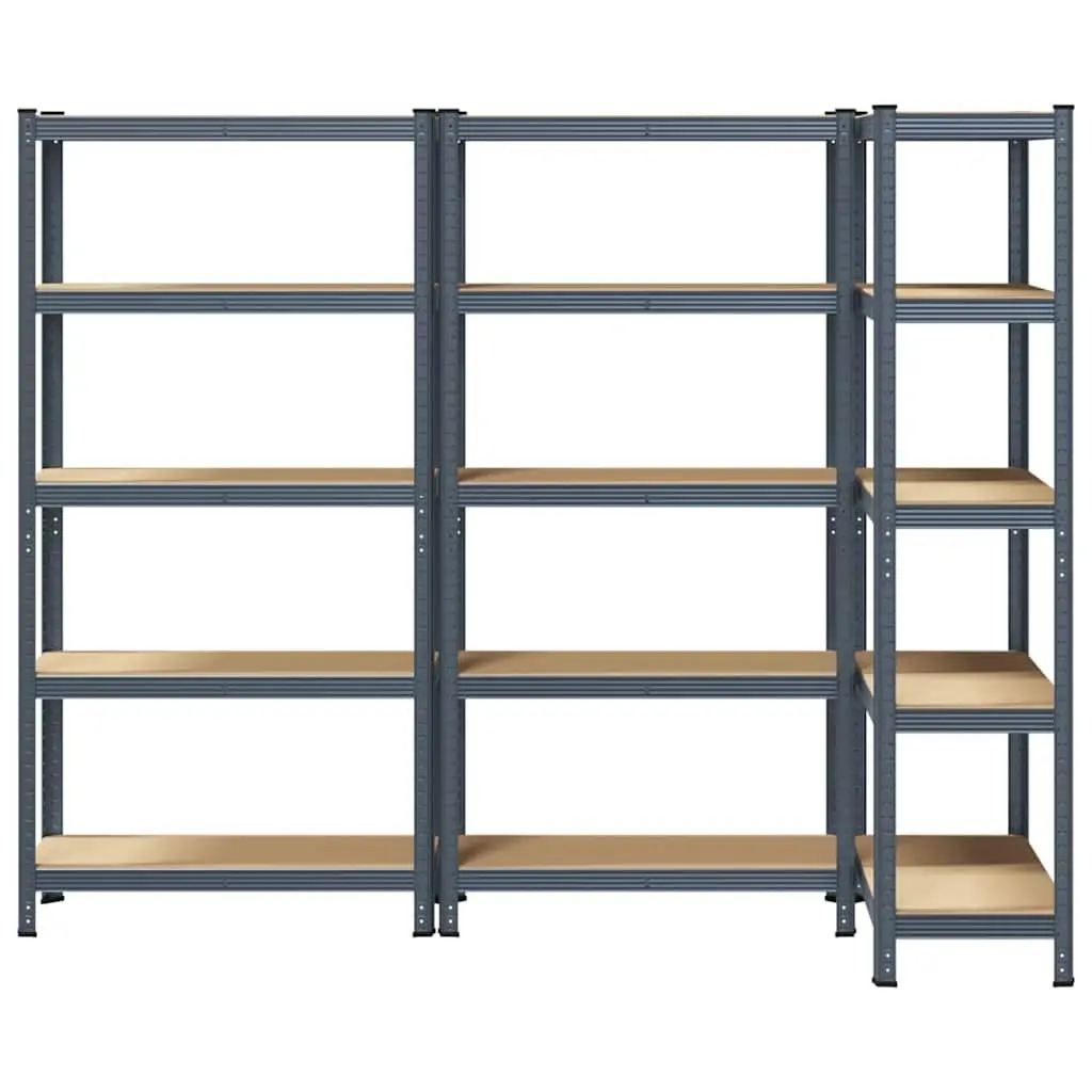 5-Layer Industrial Storage Shelves Steel Frame Engineered Wood Anthracite