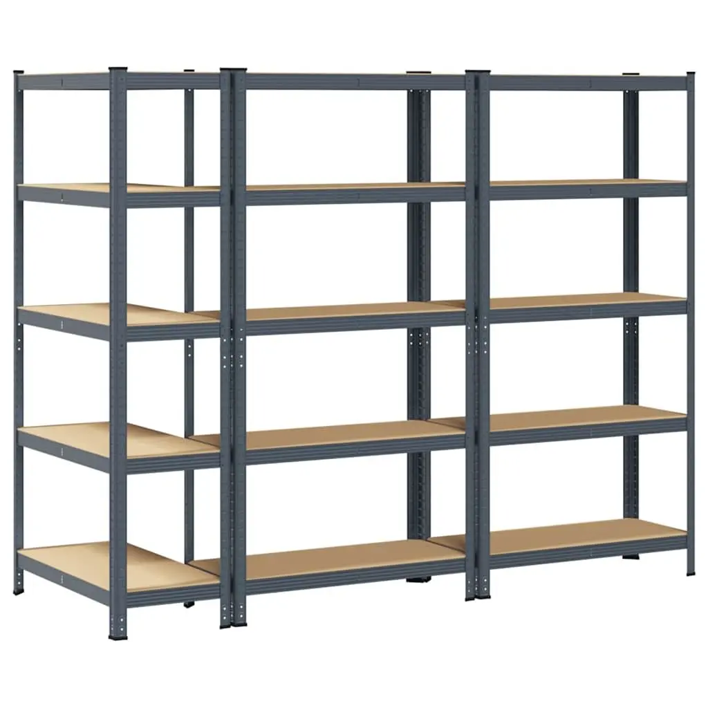 5-Layer Industrial Storage Shelves Steel Frame Engineered Wood Anthracite