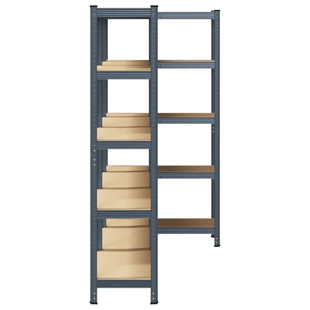 5-Layer Industrial Storage Shelves Steel Frame Engineered Wood Anthracite