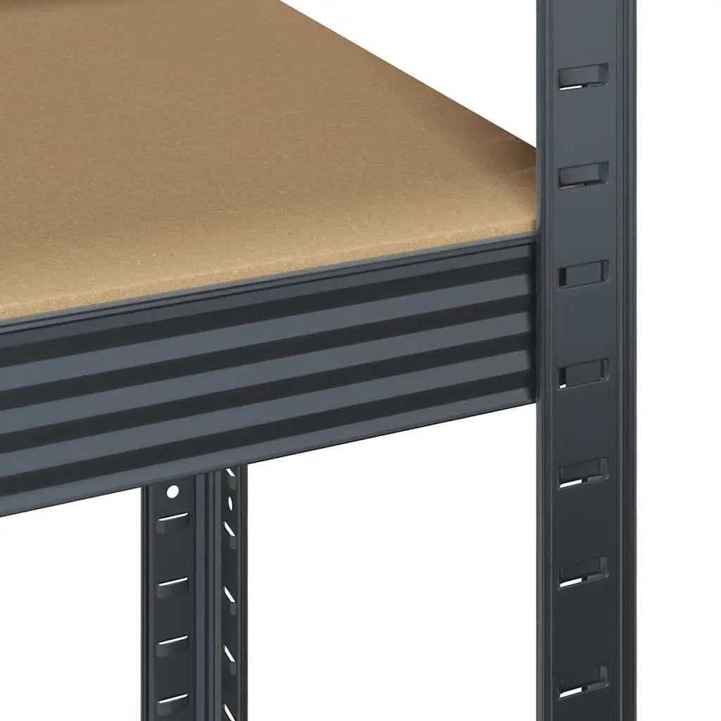 5-Layer Industrial Storage Shelves Steel Frame Engineered Wood Anthracite