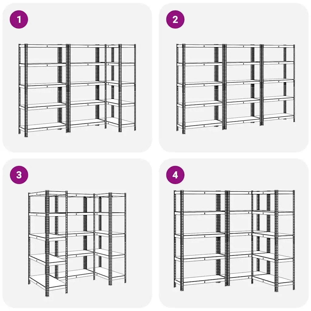 5-Layer Industrial Storage Shelves Steel Frame Engineered Wood Anthracite