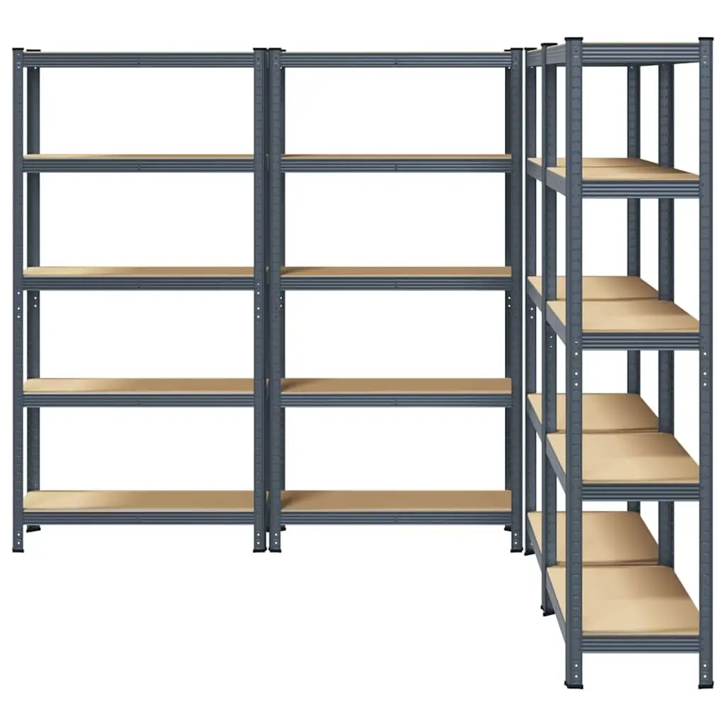 Industrial Storage Shelves Unit 5 Layer Height Adjustable Anthracite Steel Engineered Wood 4 Piece