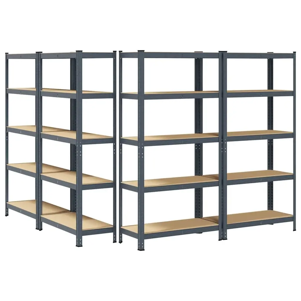 Industrial Storage Shelves Unit 5 Layer Height Adjustable Anthracite Steel Engineered Wood 4 Piece