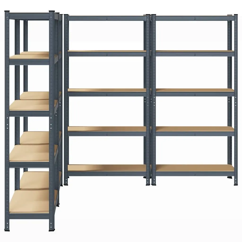 Industrial Storage Shelves Unit 5 Layer Height Adjustable Anthracite Steel Engineered Wood 4 Piece