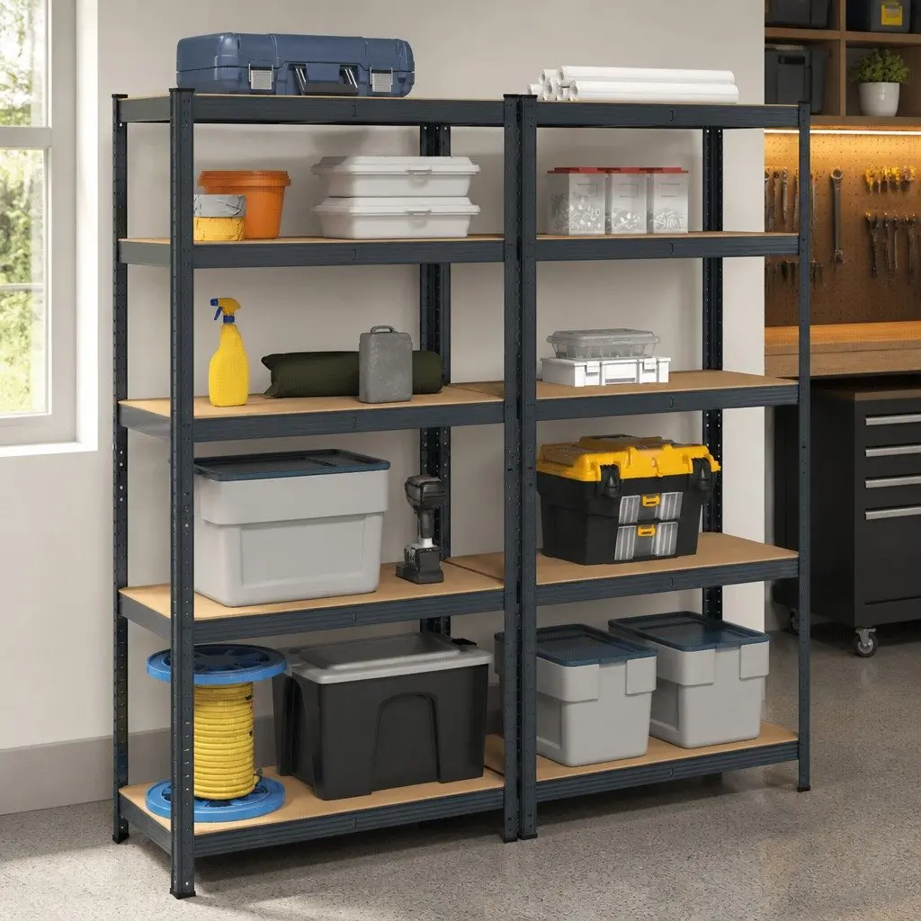 Heavy-Duty Industrial Shelving Unit 5 Layer Adjustable Anthracite Steel Engineered Wood