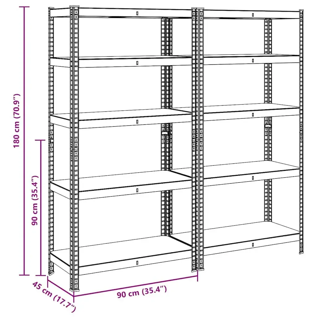 Heavy-Duty Industrial Shelving Unit 5 Layer Adjustable Anthracite Steel Engineered Wood
