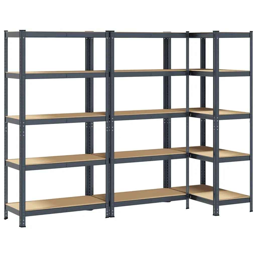 Heavy-Duty Industrial Storage Shelves 5-Layer Steel Frame Engineered Wood Anthracite