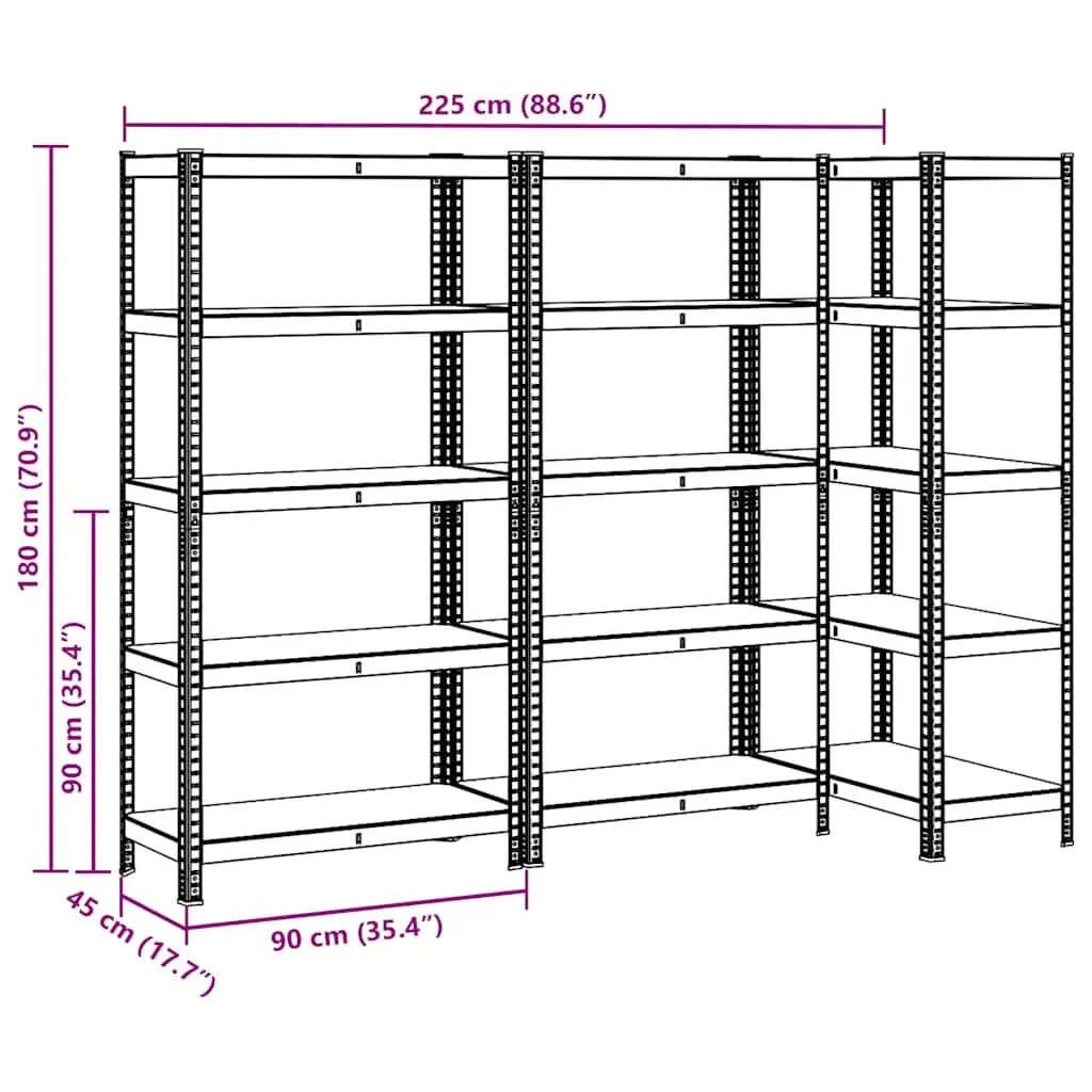 Heavy-Duty Industrial Storage Shelves 5-Layer Steel Frame Engineered Wood Anthracite