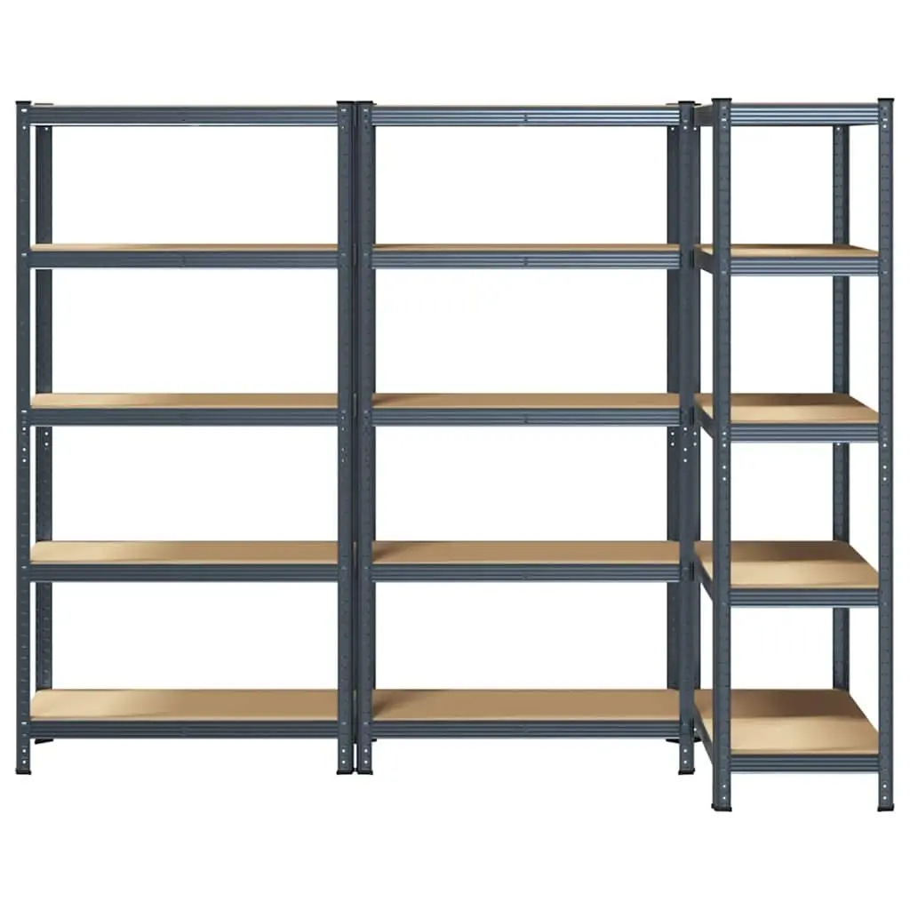 Heavy-Duty Industrial Storage Shelves 5-Layer Steel Frame Engineered Wood Anthracite