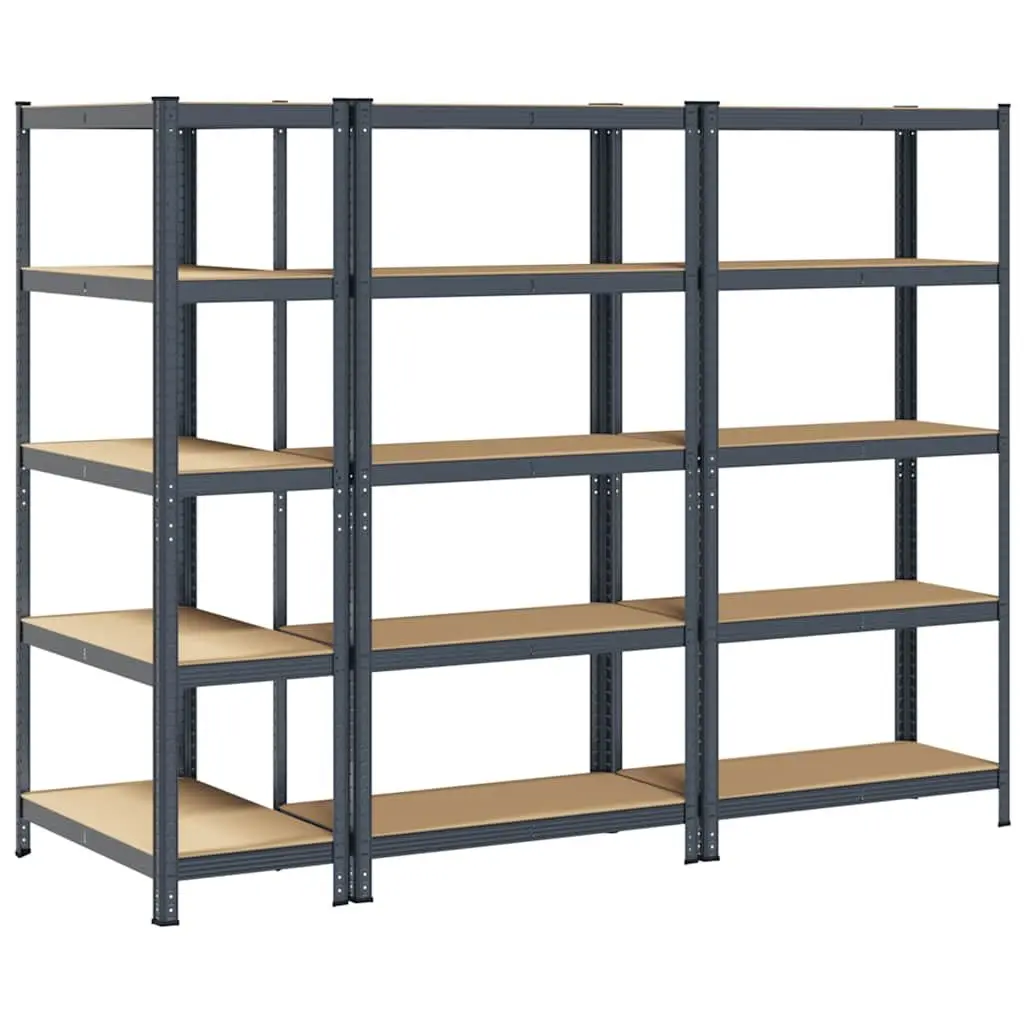 Heavy-Duty Industrial Storage Shelves 5-Layer Steel Frame Engineered Wood Anthracite