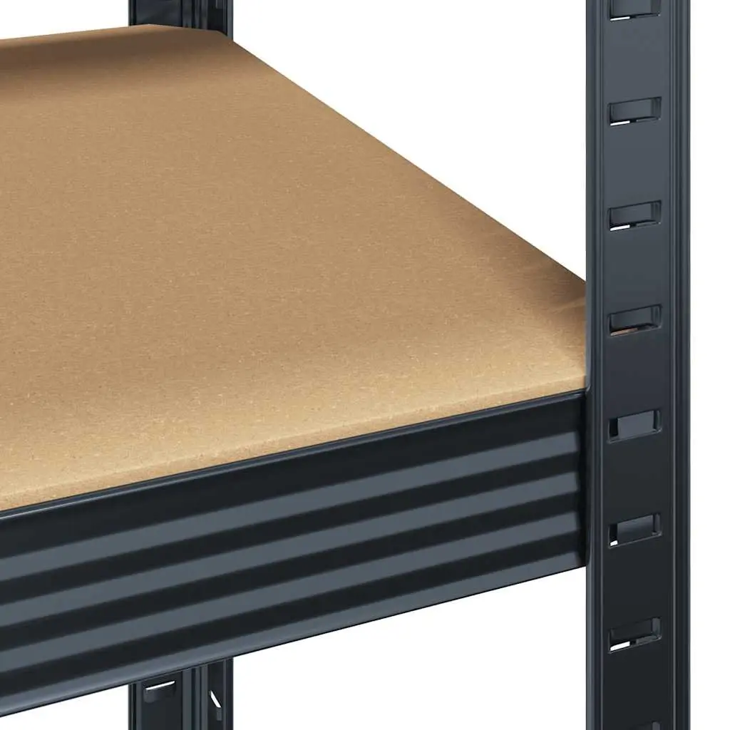 Heavy-Duty Industrial Storage Shelves 5-Layer Steel Frame Engineered Wood Anthracite
