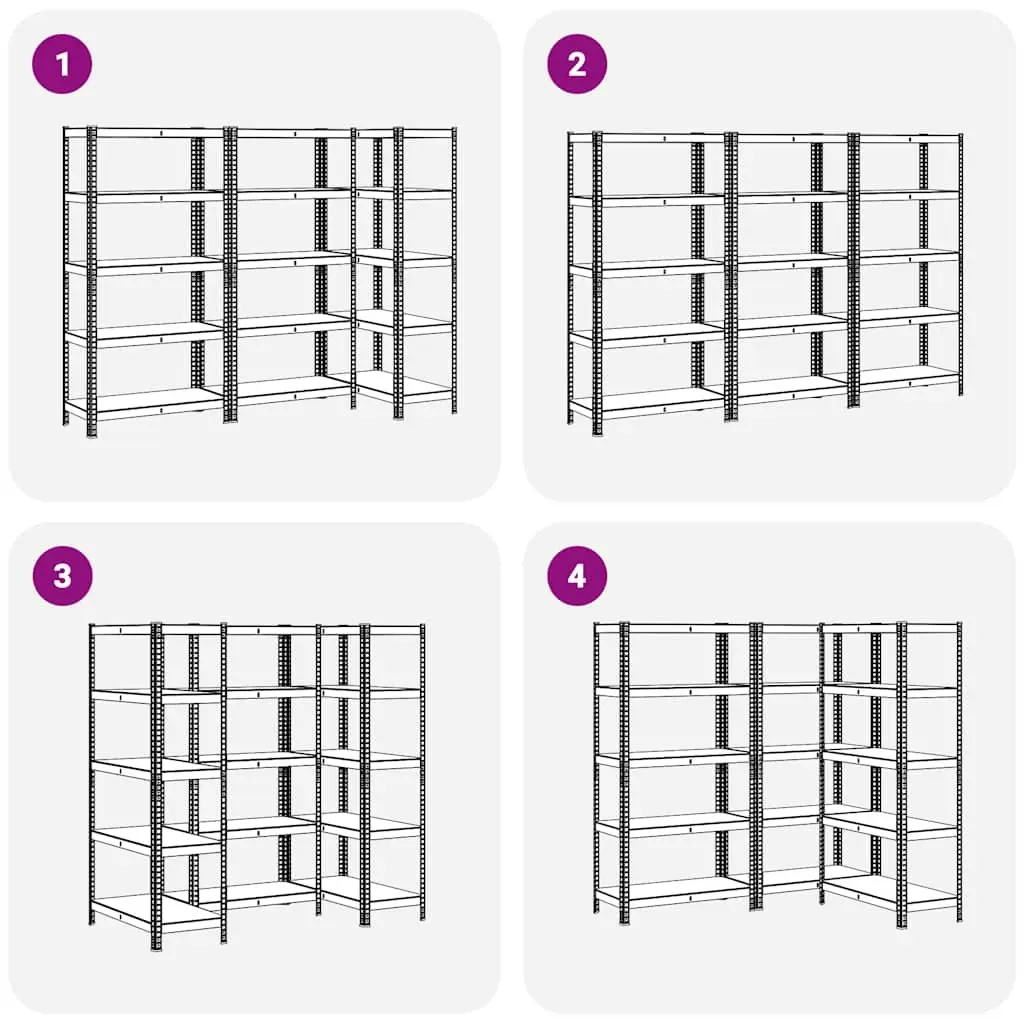 Heavy-Duty Industrial Storage Shelves 5-Layer Steel Frame Engineered Wood Anthracite