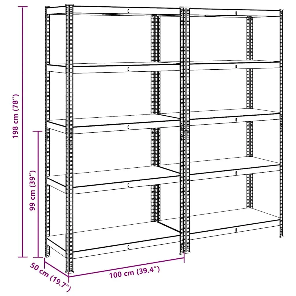 5-Layer Industrial Storage Shelves Anthracite Steel Engineered Wood Garage Rack