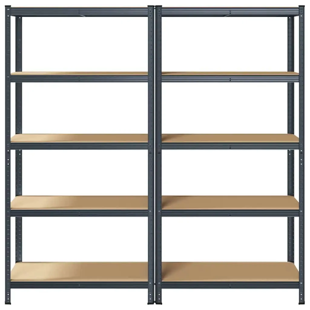5-Layer Industrial Storage Shelves Anthracite Steel Engineered Wood Garage Rack