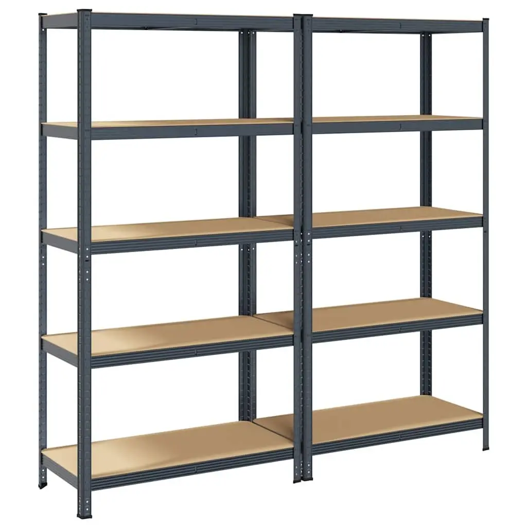 5-Layer Industrial Storage Shelves Anthracite Steel Engineered Wood Garage Rack