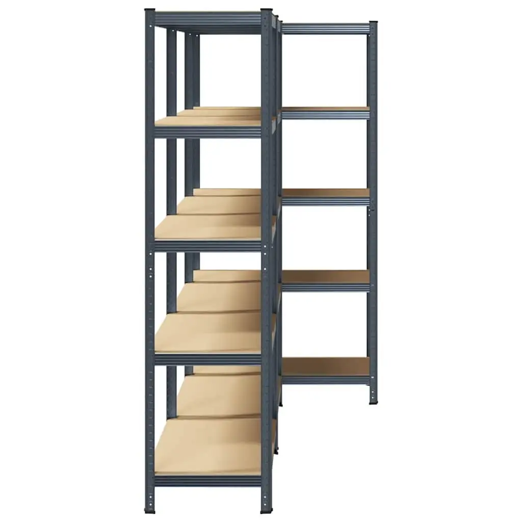 5 Layer Storage Shelves Heavy Duty Anthracite Steel Engineered Wood 3 Pack