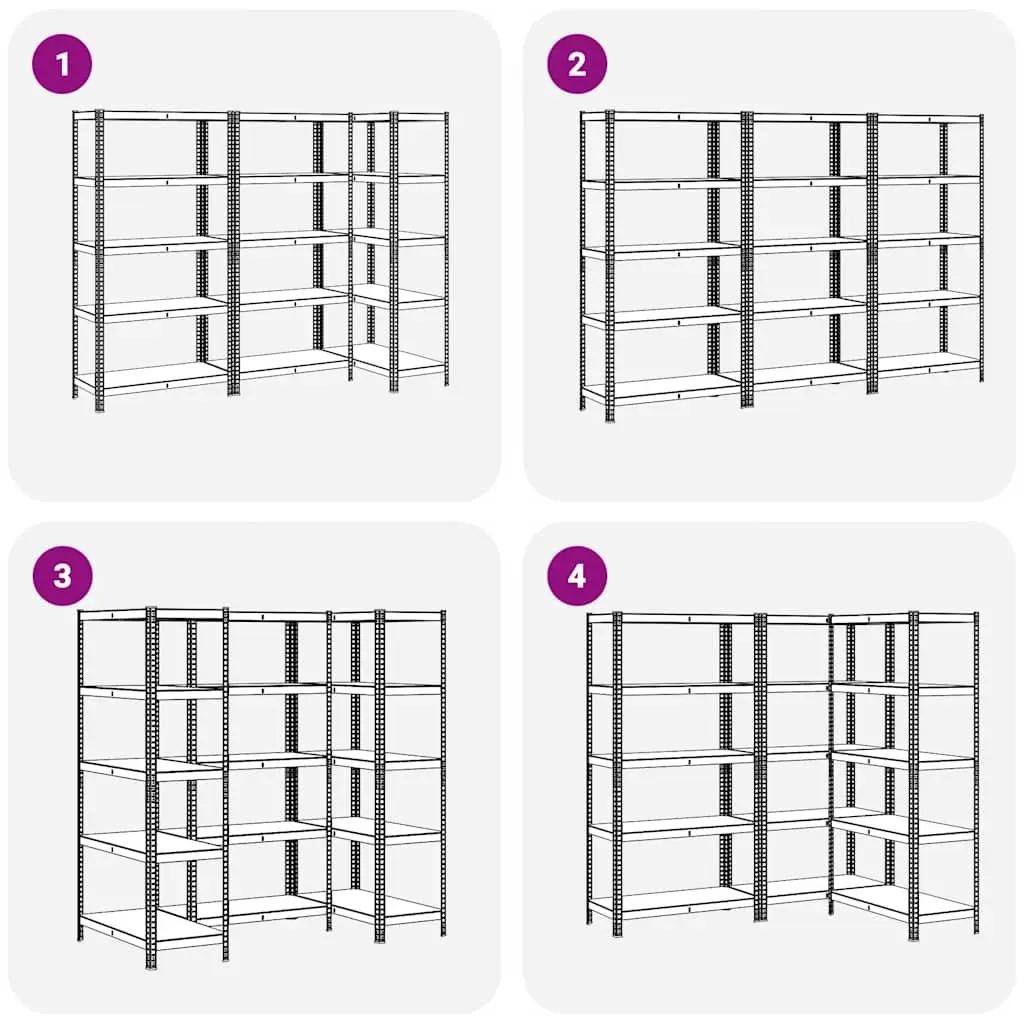 5 Layer Storage Shelves Heavy Duty Anthracite Steel Engineered Wood 3 Pack