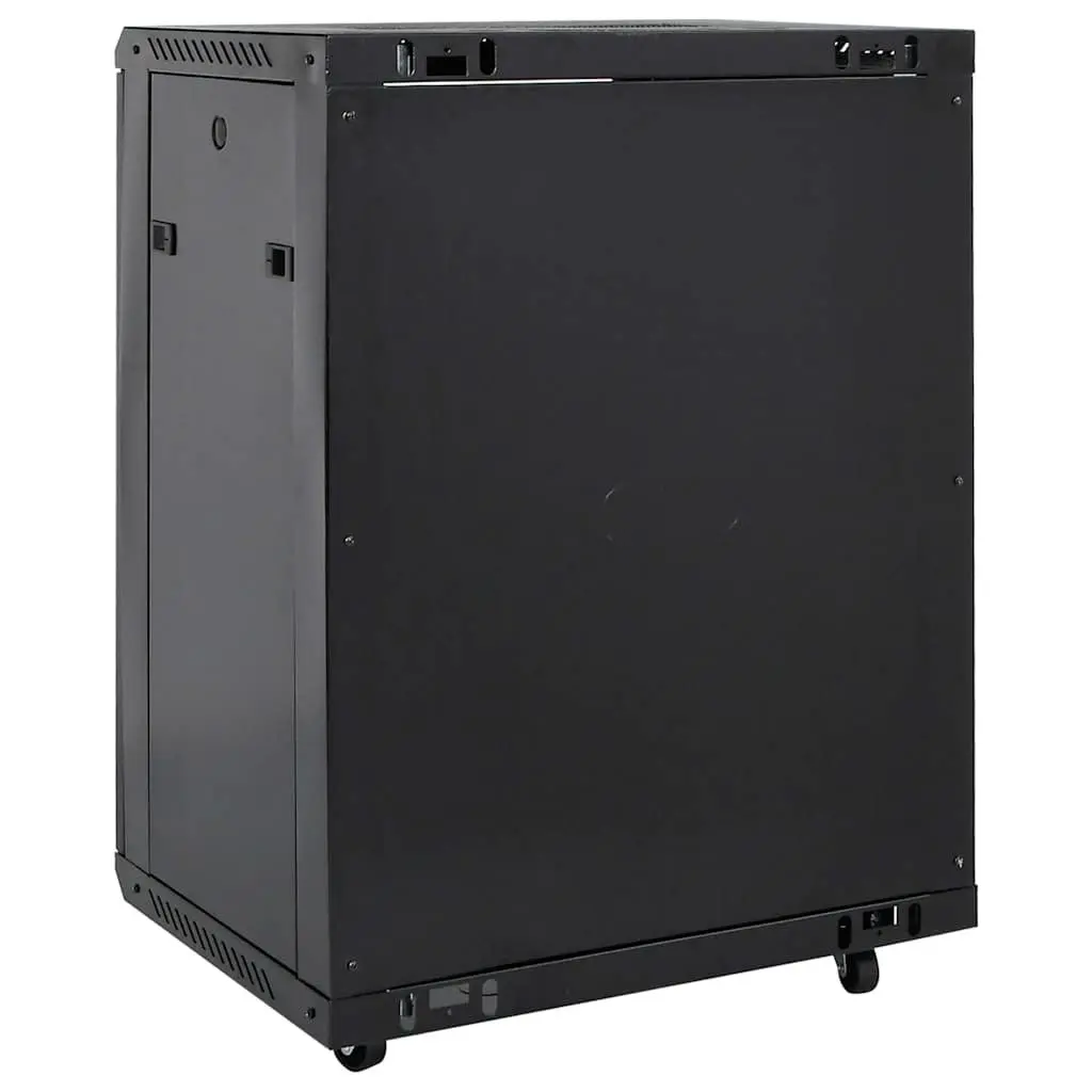 15U Rack Mount Cabinet Black Network Equipment Storage Enclosure 19 Inch Standard Size