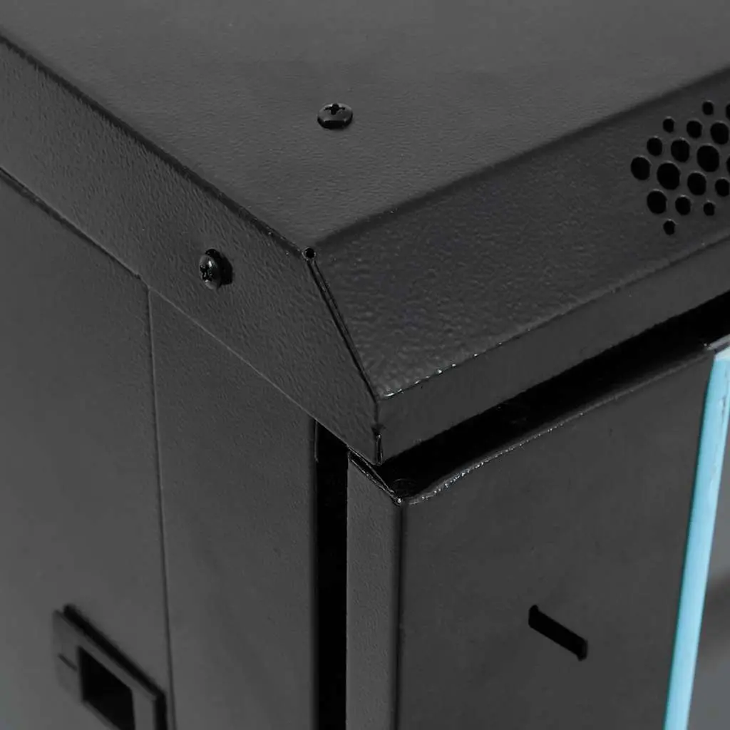 15U Rack Mount Cabinet Black Network Equipment Storage Enclosure 19 Inch Standard Size