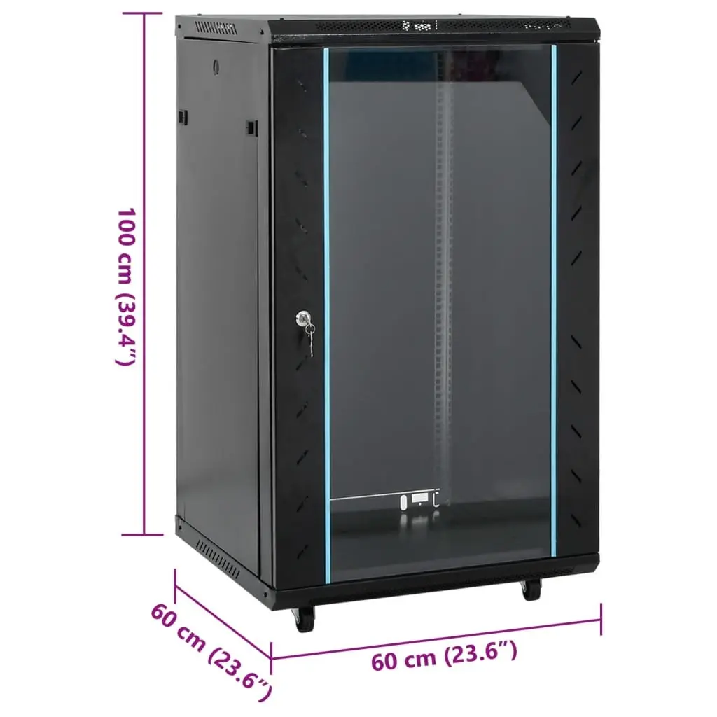 18U Network Cabinet Server Rack Data Cabinet 60x60x100cm Black
