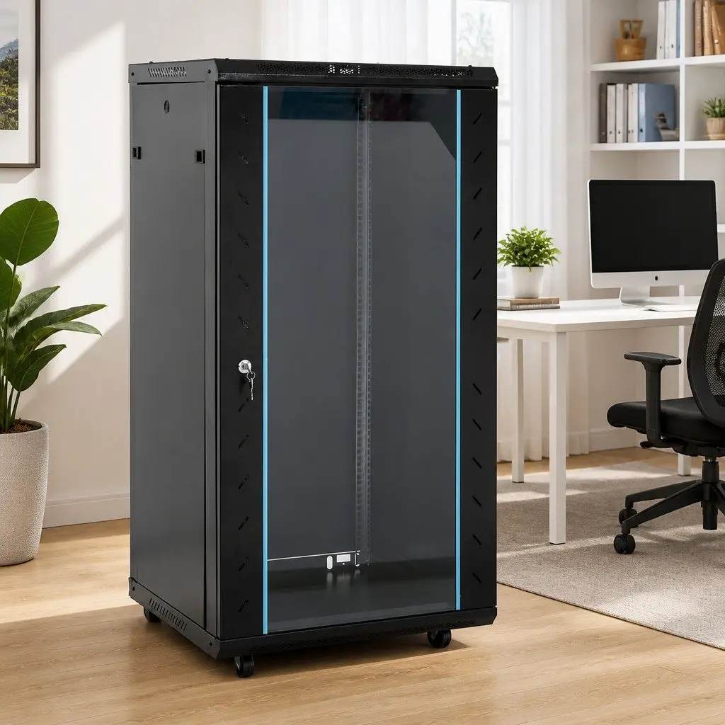 22U Network Cabinet Server Rack Storage 60x60x120cm Black