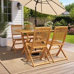 5 Piece Garden Dining Set Solid Eucalyptus Wood Outdoor Patio Furniture Brown