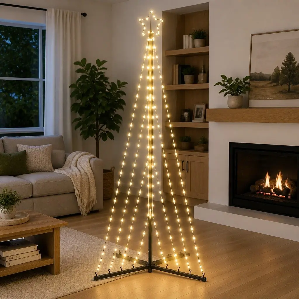 LED Christmas Tree Indoor Outdoor Holiday Decoration 182cm Warm White Lights