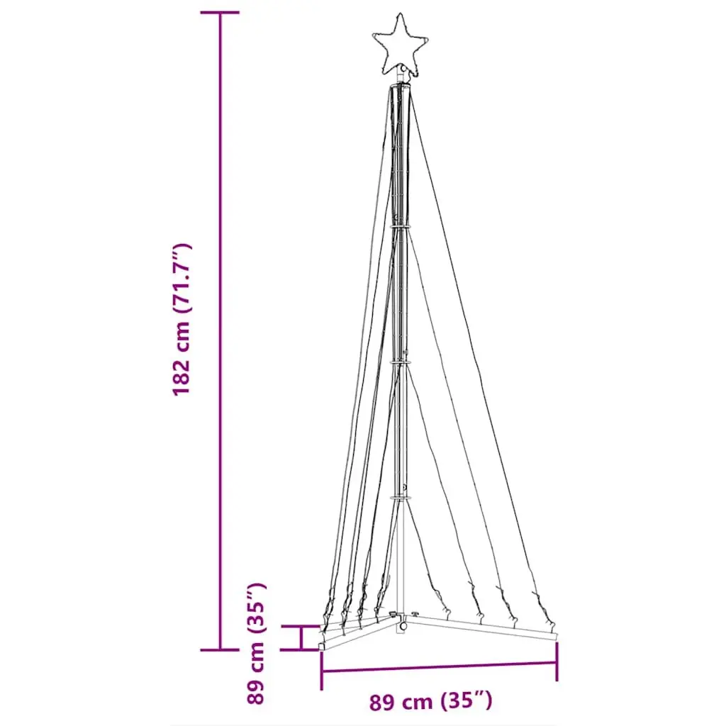 LED Christmas Tree Indoor Outdoor Holiday Decoration 182cm Warm White Lights