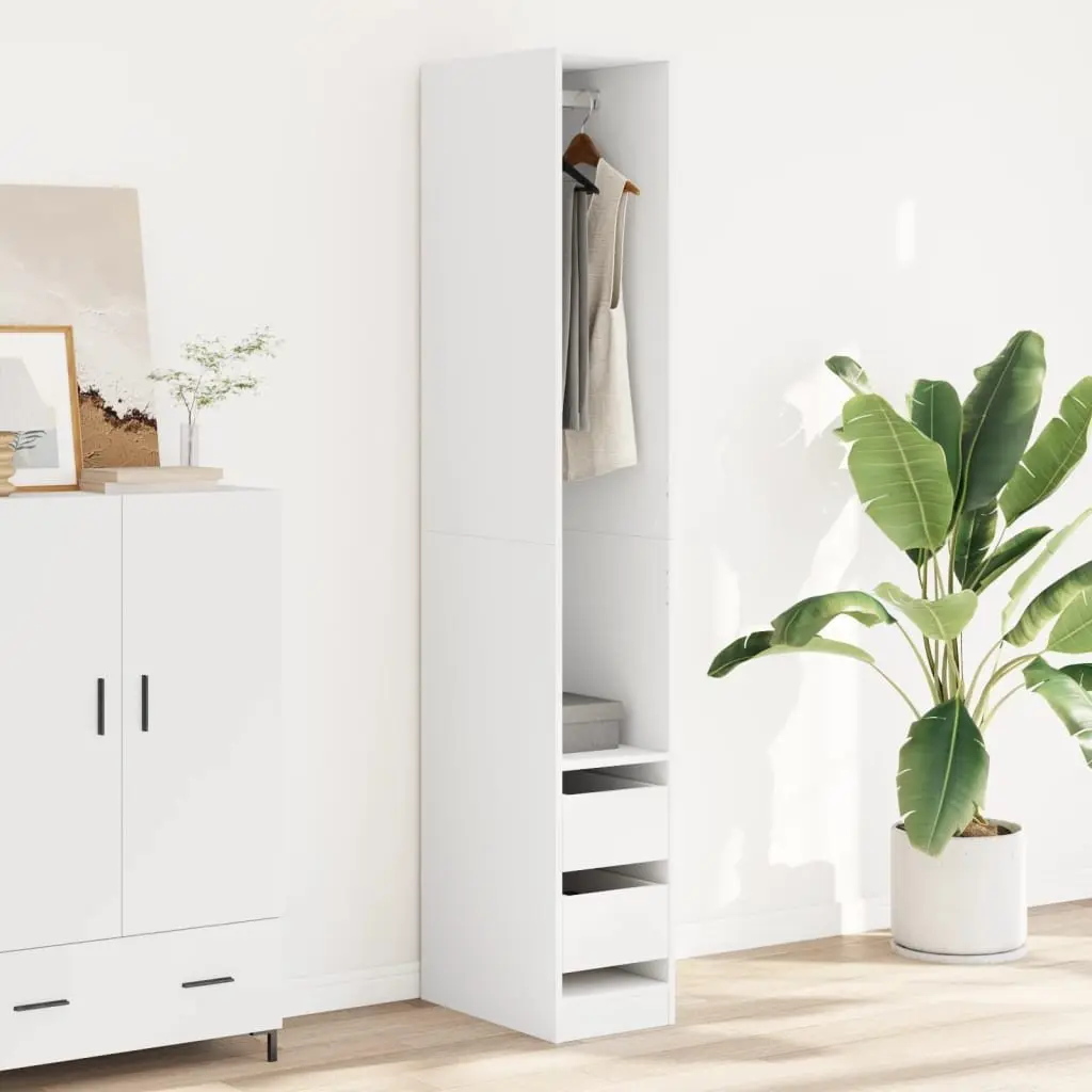 Wardrobe Storage Cabinet 30x50x200 cm White with Compartment Drawers