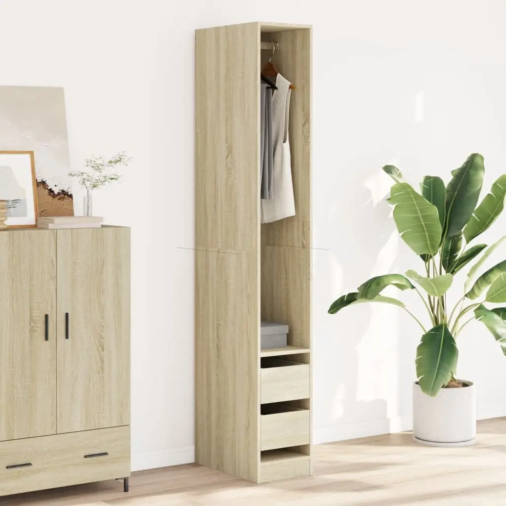 Wardrobe Cupboard Storage Compact 30x50x200cm Brown Engineered Wood